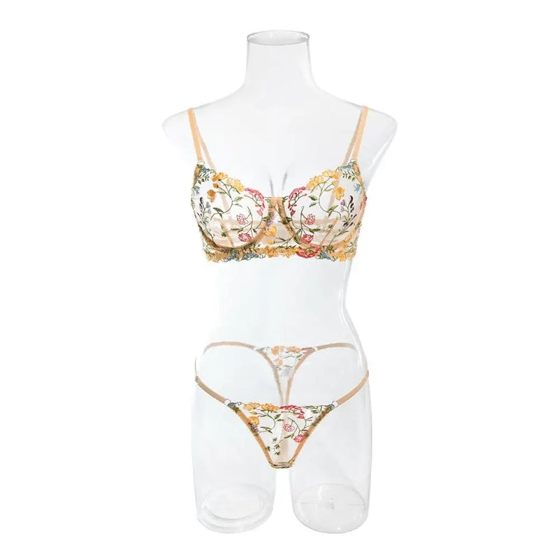 CONJUNTO BIA 2 PEÇAS SUTIÃ + CALCINHA RENDA FLORAL